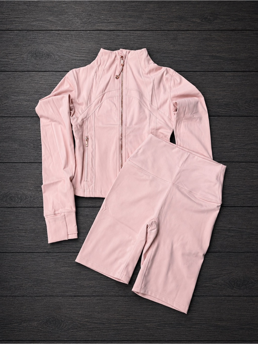 Lulu Cropped Nulu Jacket & Short Set (Pink)